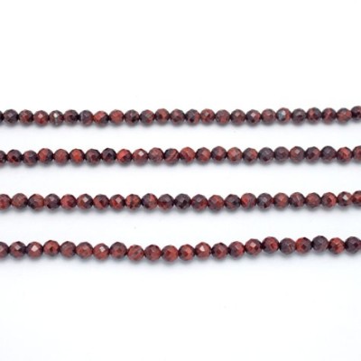 Red Round Faceted Tigers Eye Beads By Strand