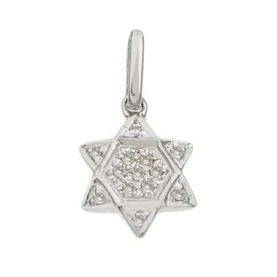 14K Gold Yellow Diamonds in Center 10mm Diamond Jewish Star of David Charm