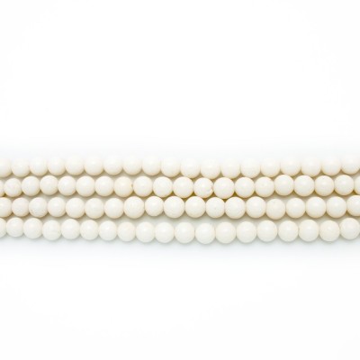 8mm Natural White Sponge Coral Round Beads