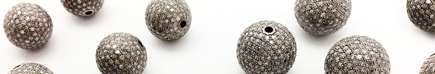 Sterling Silver Beads with Diamonds and Stones