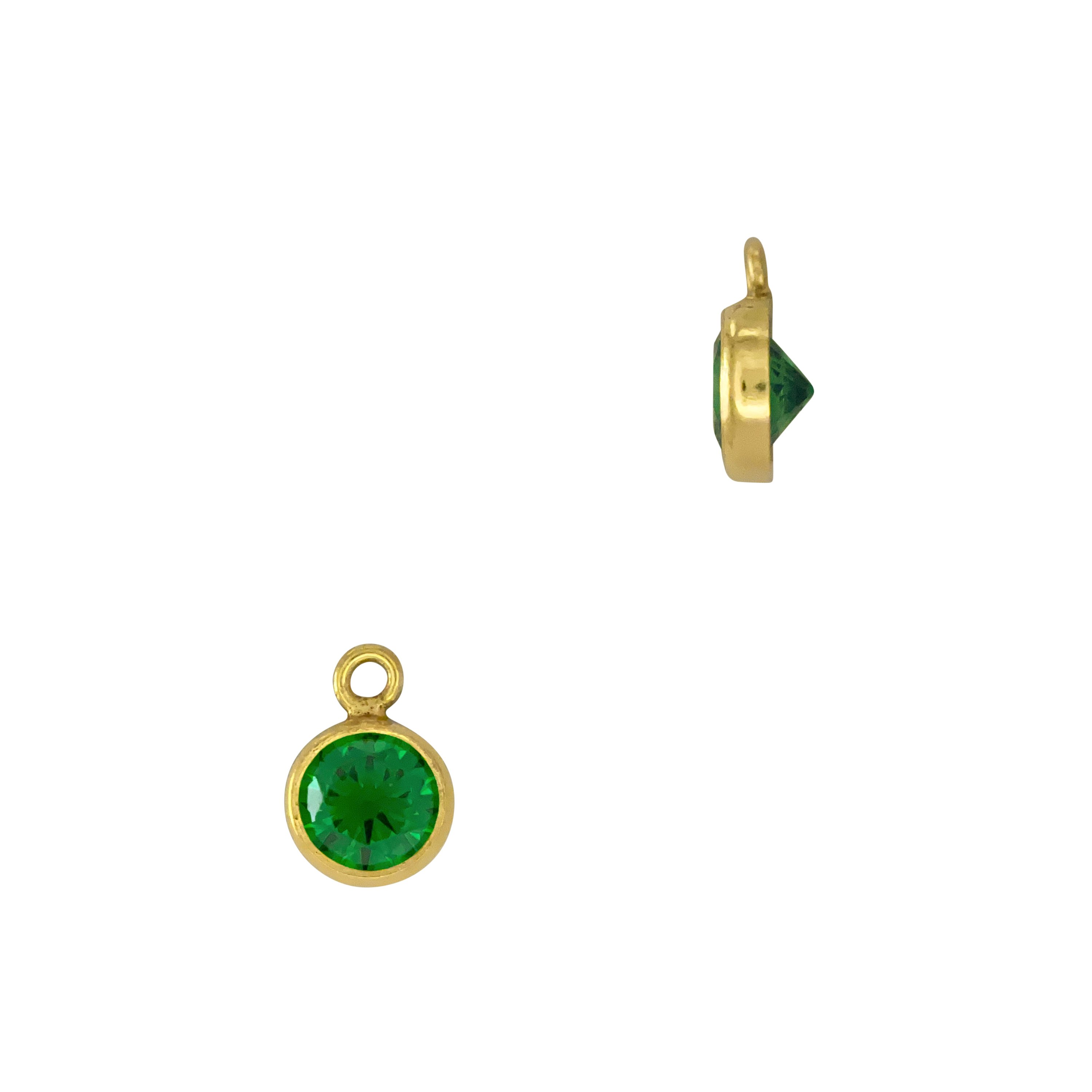 Gold Filled 4mm Emerald Bezel-Set Cubic Zirconia Charm